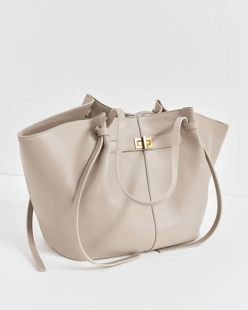 Torba shopper damska – zamek, długi pasek na ramię - Arkadya Outlet - Women Bag