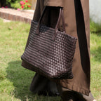Torba tote damska – tkana faktura, otwarta góra - Arkadya Outlet - Women Bag
