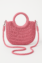 Torebka damska półksiężyc – uchwyty, pleciony pasek - Arkadya Outlet - Women Bag