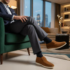 Zamszowe mokasyny męskie wsuwane – gumowa podeszwa - Arkadya Outlet - Men Shoes