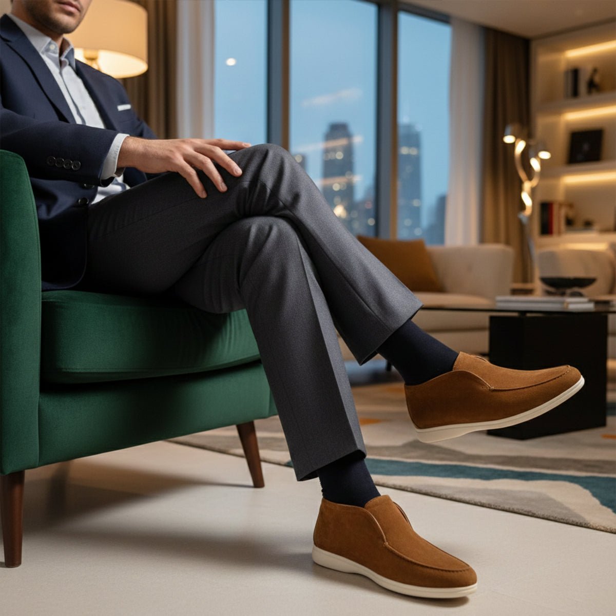 Zamszowe mokasyny męskie wsuwane – gumowa podeszwa - Arkadya Outlet - Men Shoes