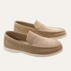 Zamszowe mokasyny męskie wsuwane – luźny krój - Arkadya Outlet - Men Shoes