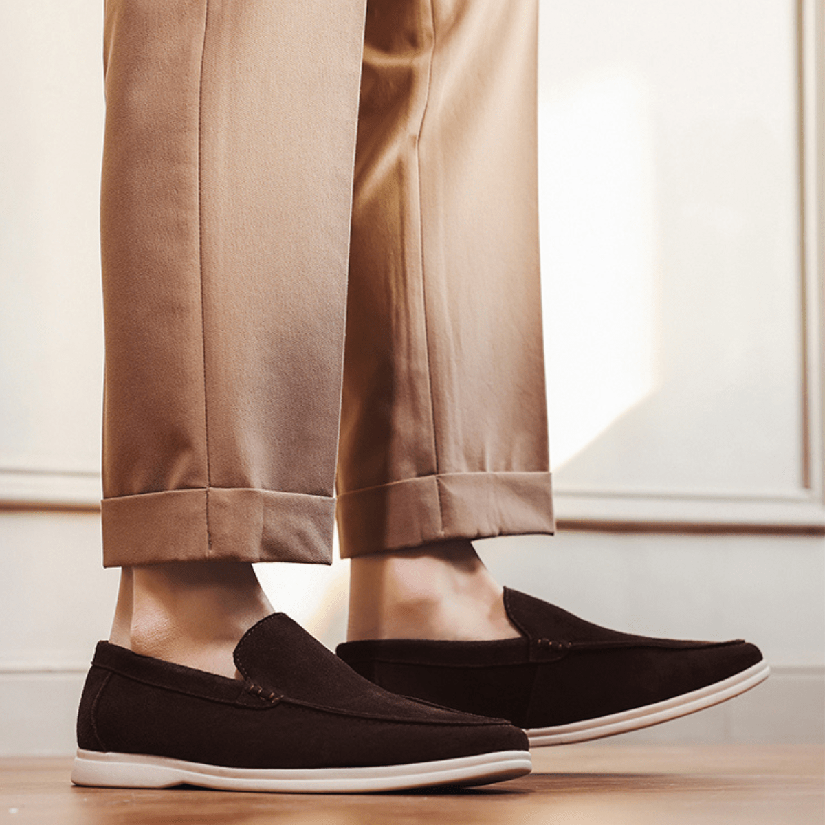 Zamszowe mokasyny męskie wsuwane – miękka skóra - Arkadya Outlet - Men Shoes