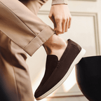 Zamszowe mokasyny męskie wsuwane – miękka skóra - Arkadya Outlet - Men Shoes
