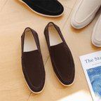 Zamszowe mokasyny męskie wsuwane – miękka skóra - Arkadya Outlet - Men Shoes