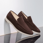 Zamszowe mokasyny męskie wsuwane – miękka skóra - Arkadya Outlet - Men Shoes