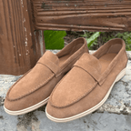 Zamszowe mokasyny męskie wsuwane – okrągły nosek - Arkadya Outlet - Men Shoes