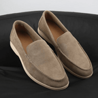 Zamszowe mokasyny męskie wsuwane – okrągły nosek - Arkadya Outlet - Men Shoes