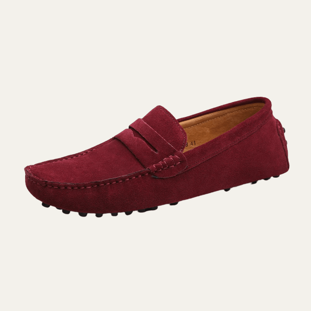 Zamszowe mokasyny męskie wsuwane – przeszycia, niski profil - Arkadya Outlet - Men Shoes