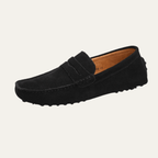 Zamszowe mokasyny męskie wsuwane – przeszycia, niski profil - Arkadya Outlet - Men Shoes