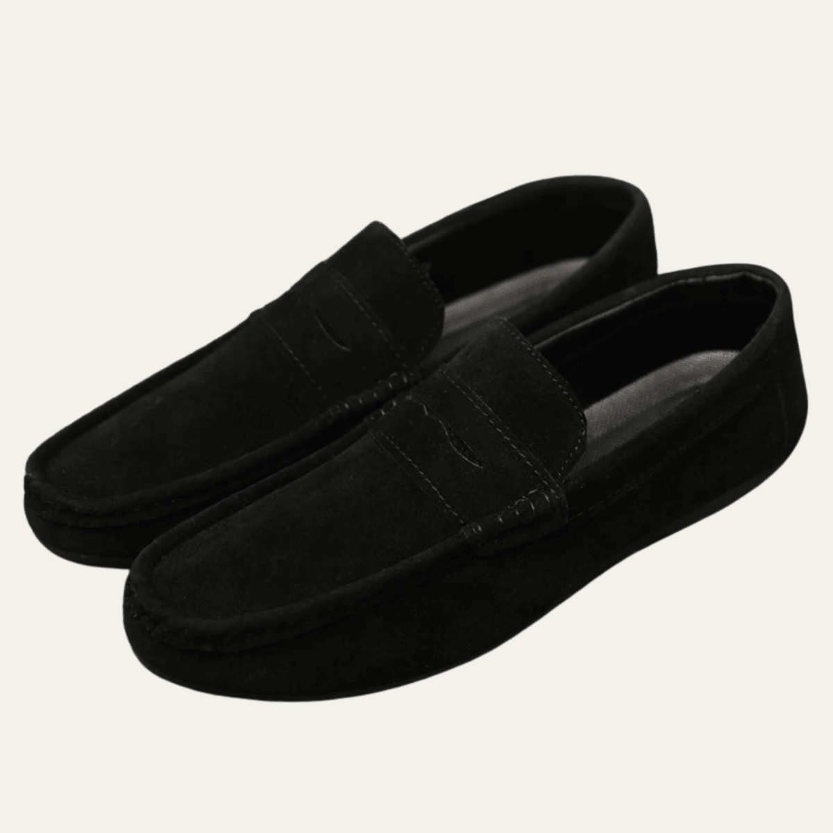 Zamszowe mokasyny męskie wsuwane – przeszycie penny - Arkadya Outlet - Men Shoes