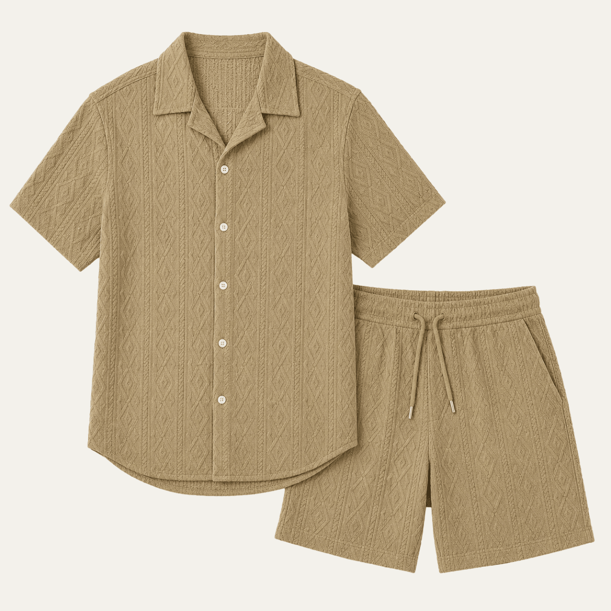 Zestaw męski dzianinowy z szortami - Arkadya Outlet - Men Set