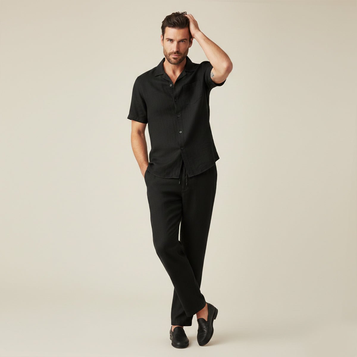 Zestaw męski lniany z koszulą i spodniami - Arkadya Outlet - Men Set