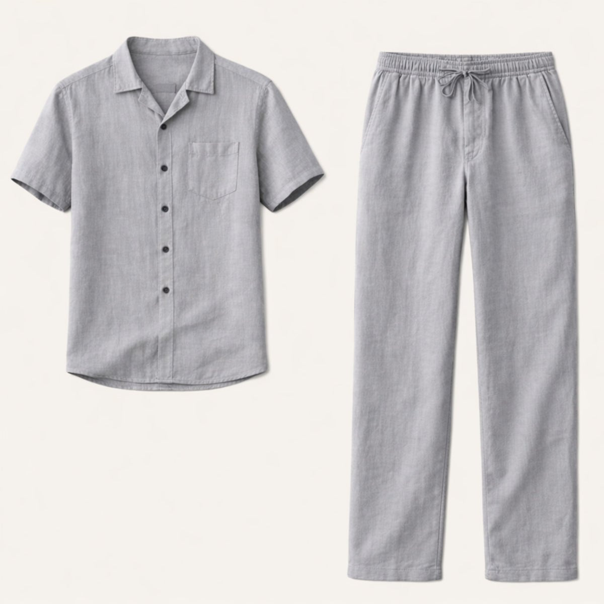 Zestaw męski lniany z koszulą i spodniami - Arkadya Outlet - Men Set