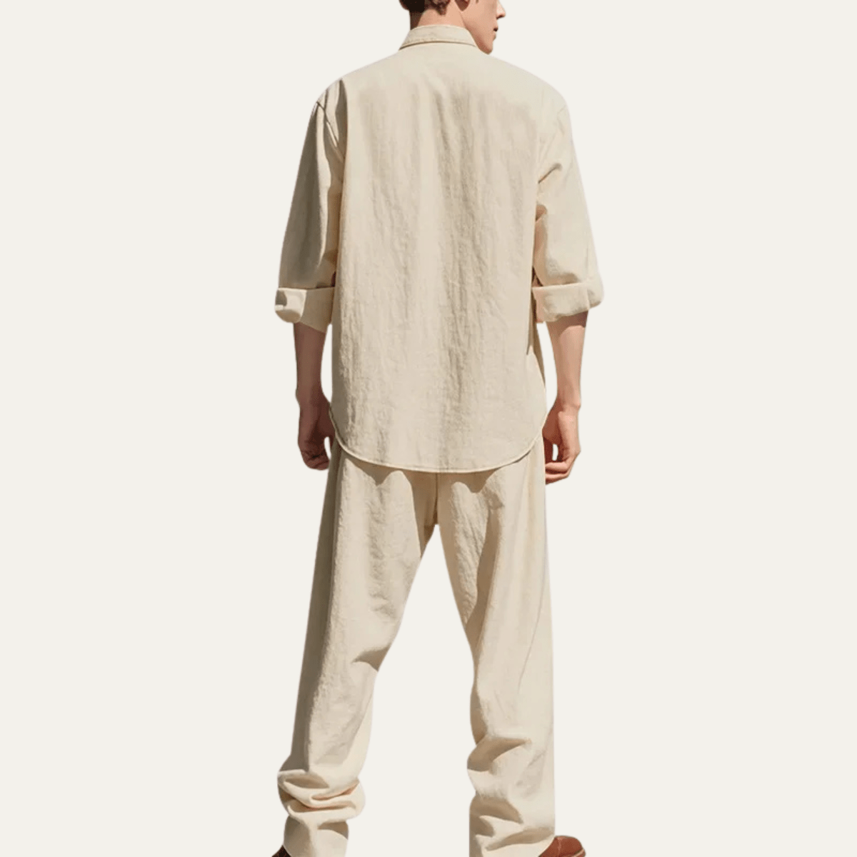 Zestaw męski lniany z wiązanymi spodniami - Arkadya Outlet - Men Set
