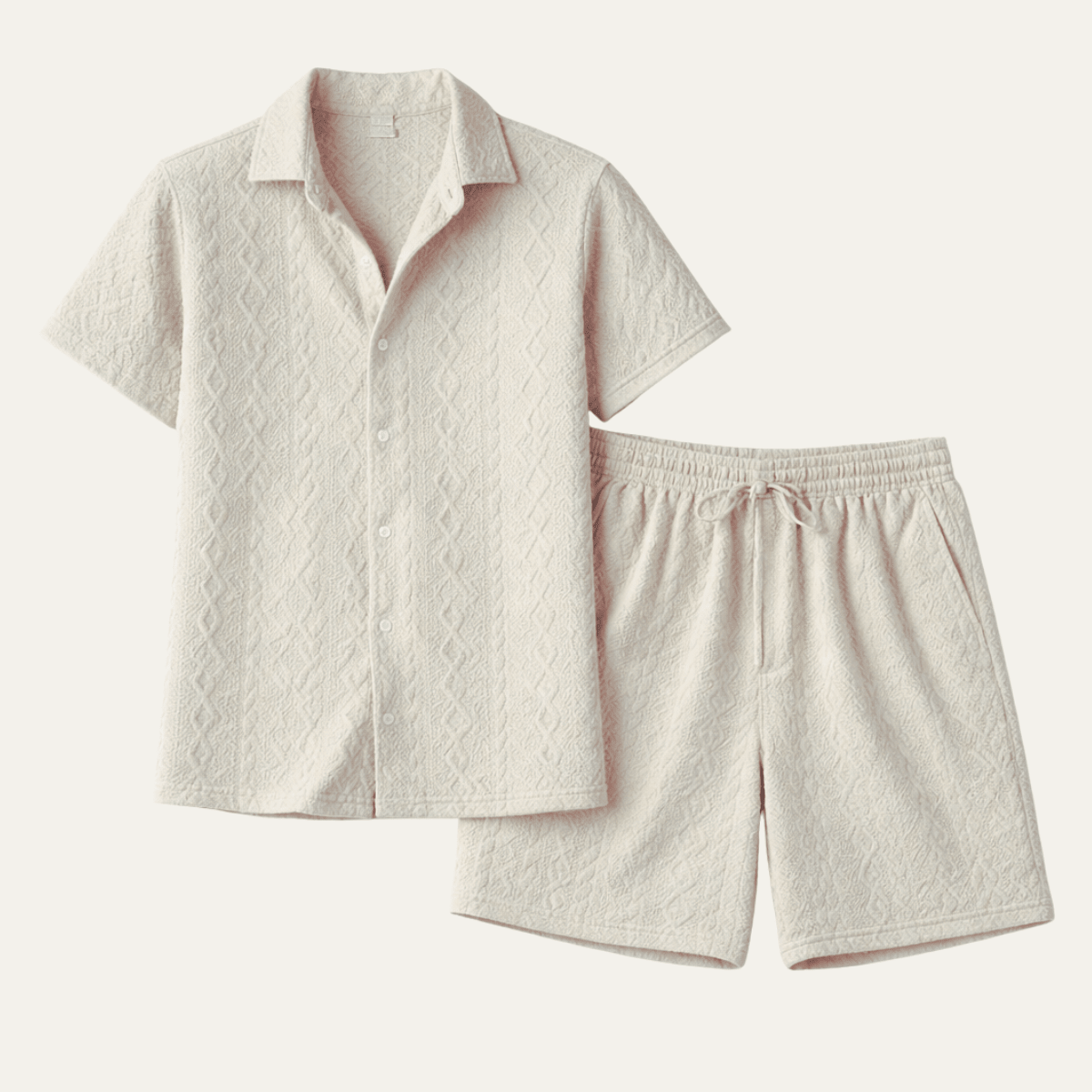 Zestaw męski teksturowany z szortami - Arkadya Outlet - Men Set