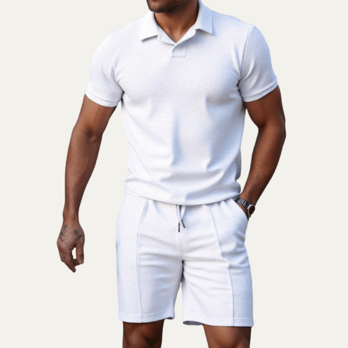 Zestaw męski z koszulą i spodenkami luźny - Arkadya Outlet - Men Set