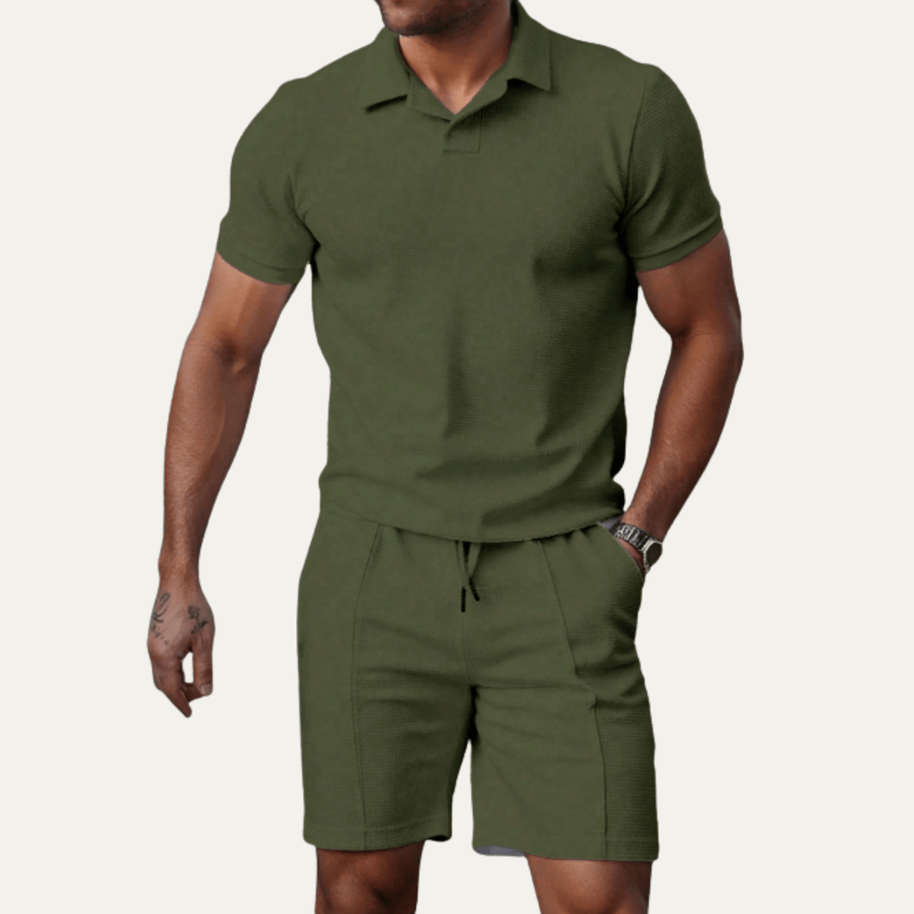Zestaw męski z koszulą i spodenkami luźny - Arkadya Outlet - Men Set
