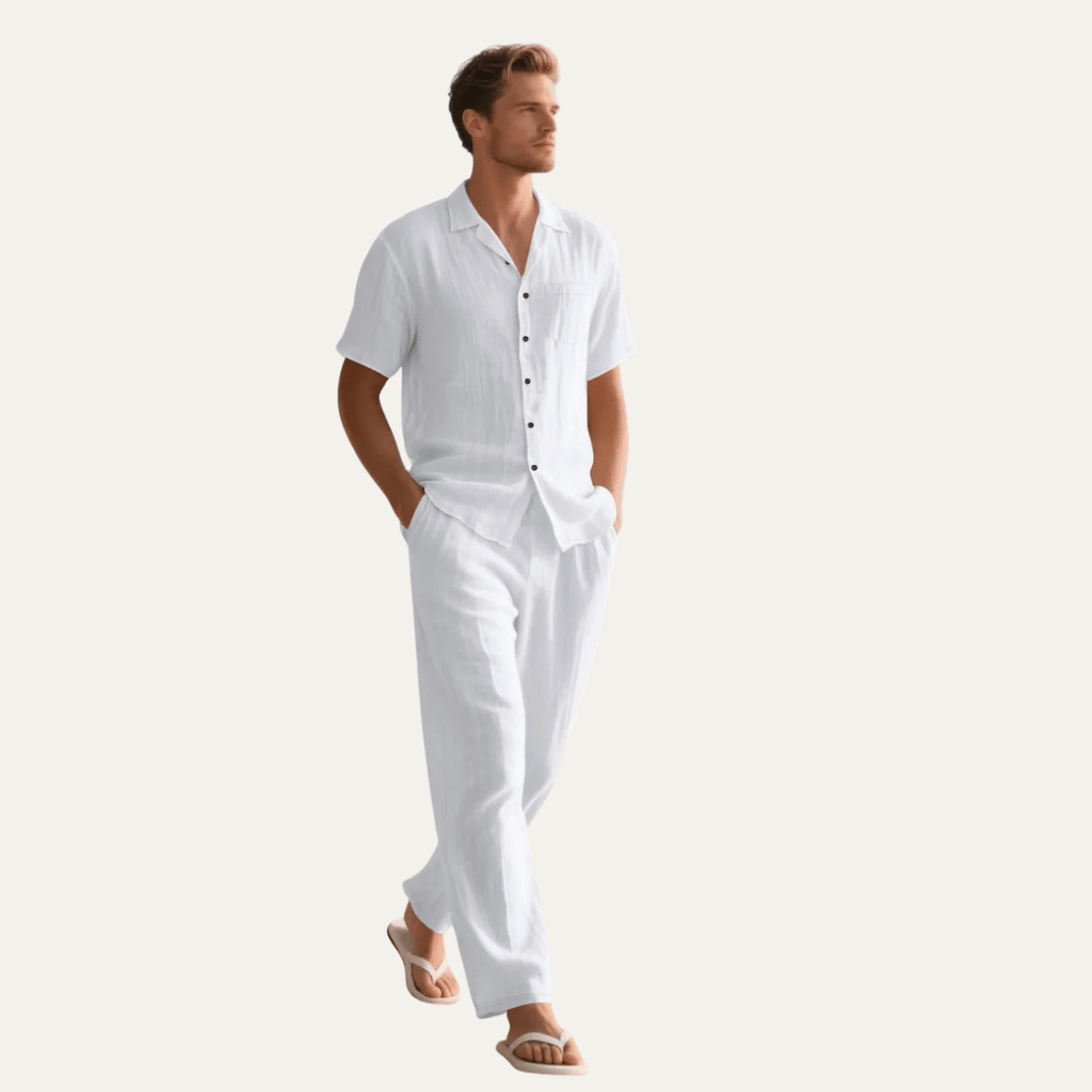 Zestaw męski z koszulą na guziki i spodniami - Arkadya Outlet - Men Set