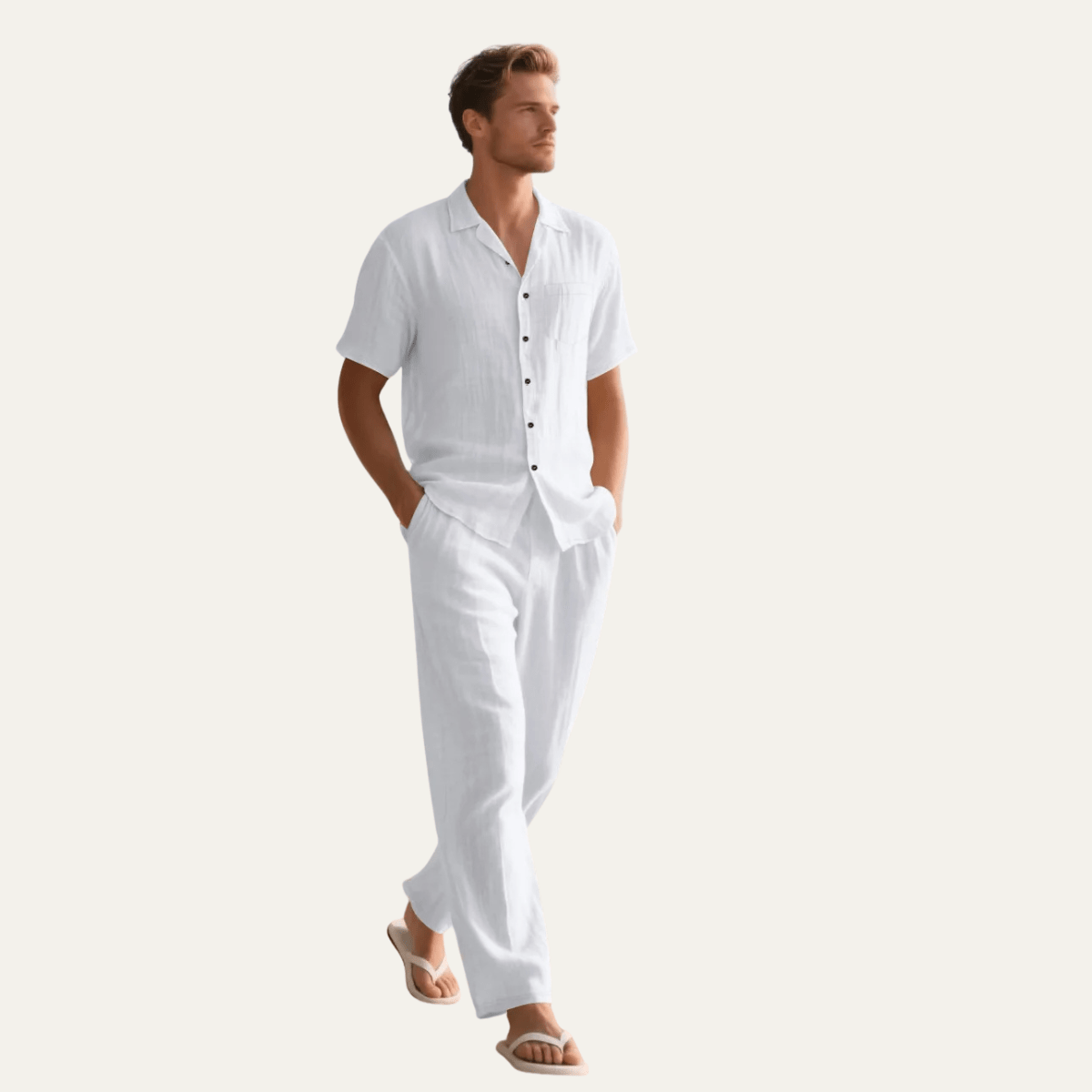 Zestaw męski z koszulą na guziki i spodniami - Arkadya Outlet - Men Set