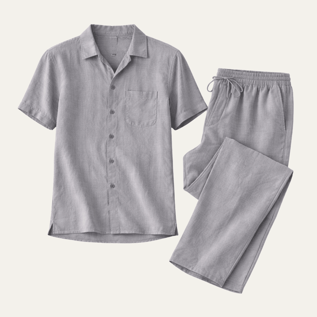 Zestaw męski z koszulą na guziki i spodniami - Arkadya Outlet - Men Set